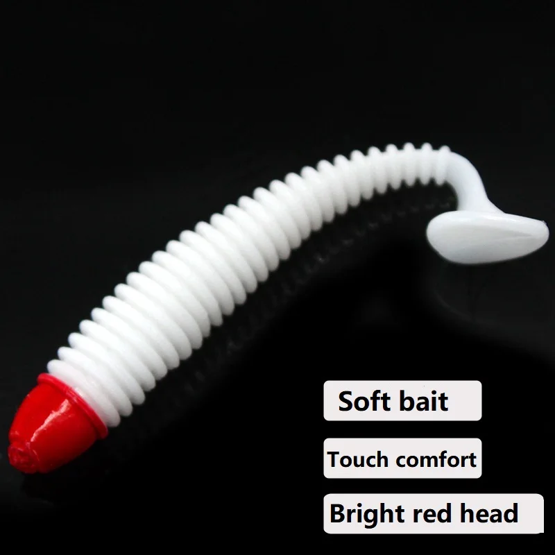Señuelos de vinilo silicona raya en espiral Swimbait Shad carpa - imagen 5