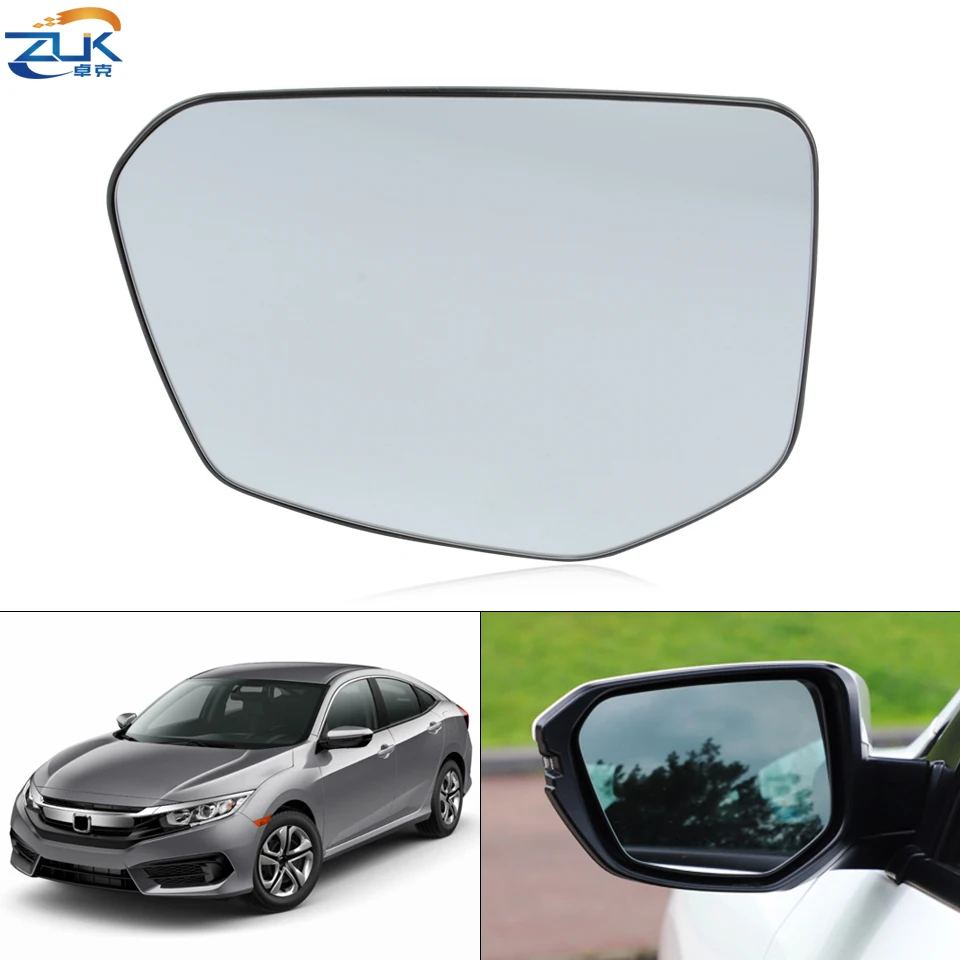 ZUK Left Right Outer Rearview Side Mirror Glass Lens For HONDA CIVIC 2016 2017 2018 2019 2020 FC1 FC7 With Heated Function