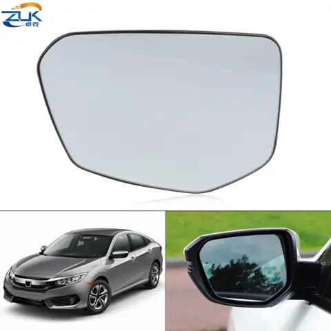 ZUK 왼쪽 오른쪽 외부 후면 사이드 미러 유리 렌즈 HONDA CIVIC 2016 2017 2018 2019 2020 FC1 FC7 가열 기능 포함