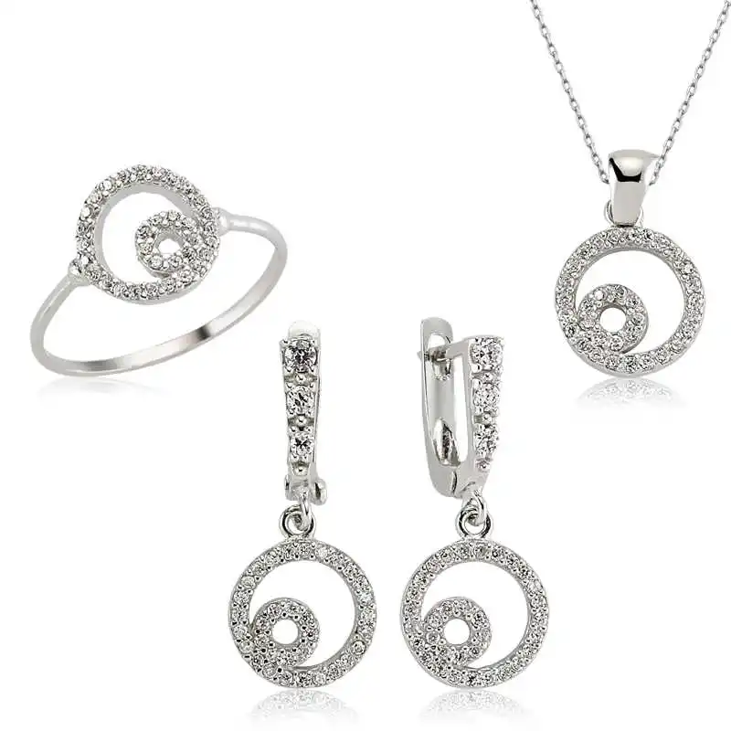 Silver White Cubic Zirconia Women 'S Set