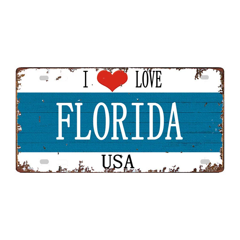 30X15CM I Love Florida City Shabby Chic Metal Sign Travel Souvenir  Wall Pub  Home  Art  Shop Decor Metal Poster DC-0570A