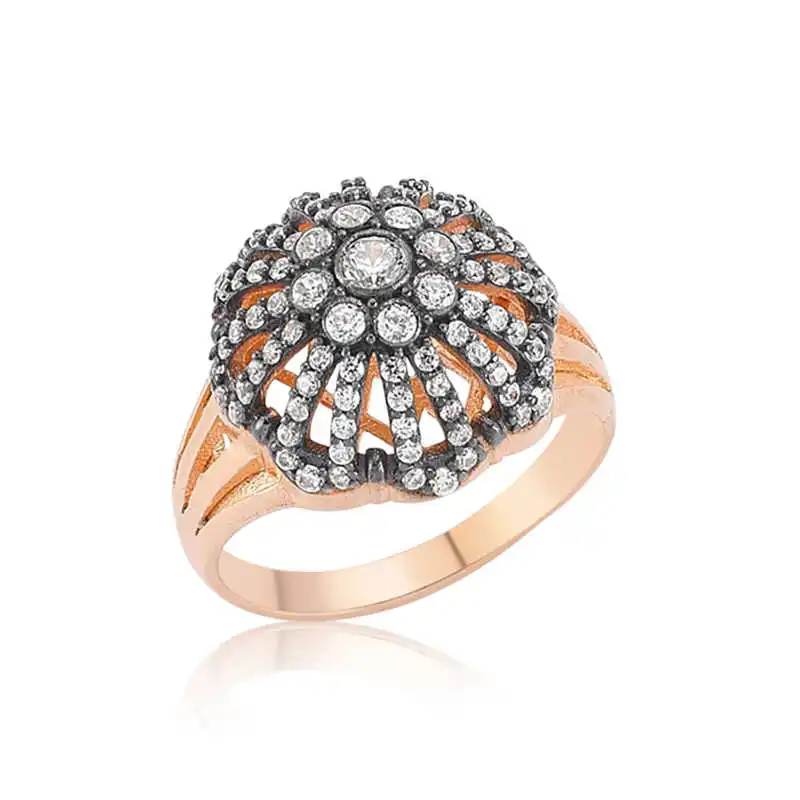 Silver Diamond Mounted Women's Ring Zircon Stone 925 Sterling Jewelry Wedding Party Birthday Gift - Box - Ladies - Fashion - Botiva - Size - Turkish - Patterned Embroidered