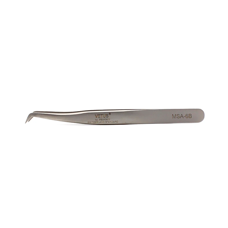 Stainless Steel Lash Tweezer VETUS MSA-6B Professional for 3D/6D Volume Eyelash Extension Blooming Flowering Fan Lash Tweezer