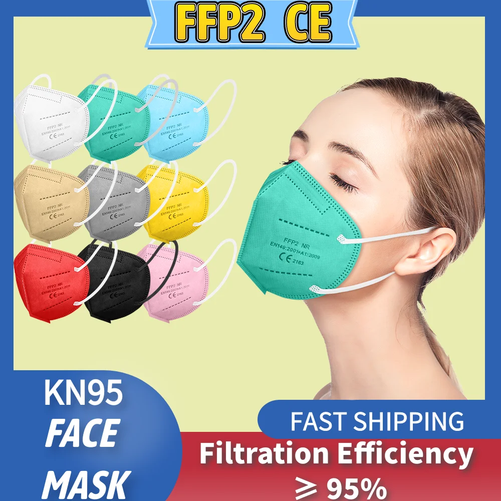 FFP2 قناع شهادة CE Mascarillas FPP2 Negras 5 طبقات ffp2قناع الكبار التنفس KN95 أقنعة FP2 FFP 2 ffp3 ماسكارا ماسكي