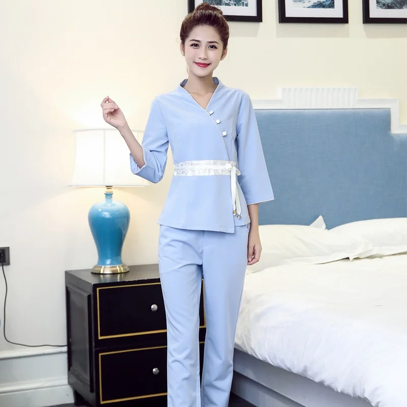 

Woman Beauty Salon Uniforms Massage Sauna Foot Bath Workwear Beauty Clothing Beautician Work Clothes Uniforme Spa Uniform DD2692