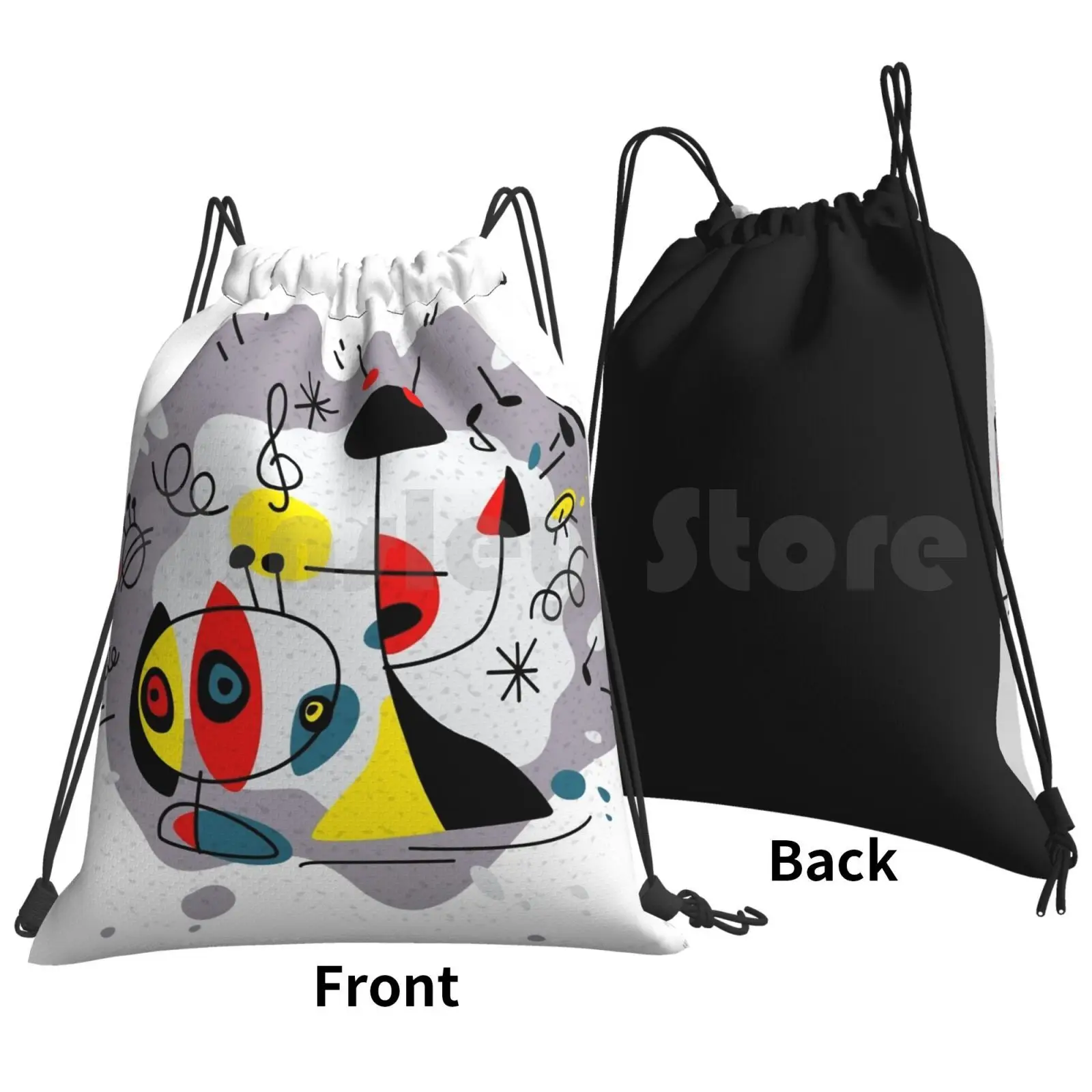 Music Inspired By Joan Miro Backpack Drawstring Bags Gym Bag Waterproof Music Graphic Design Pop Art Abstract Inspired