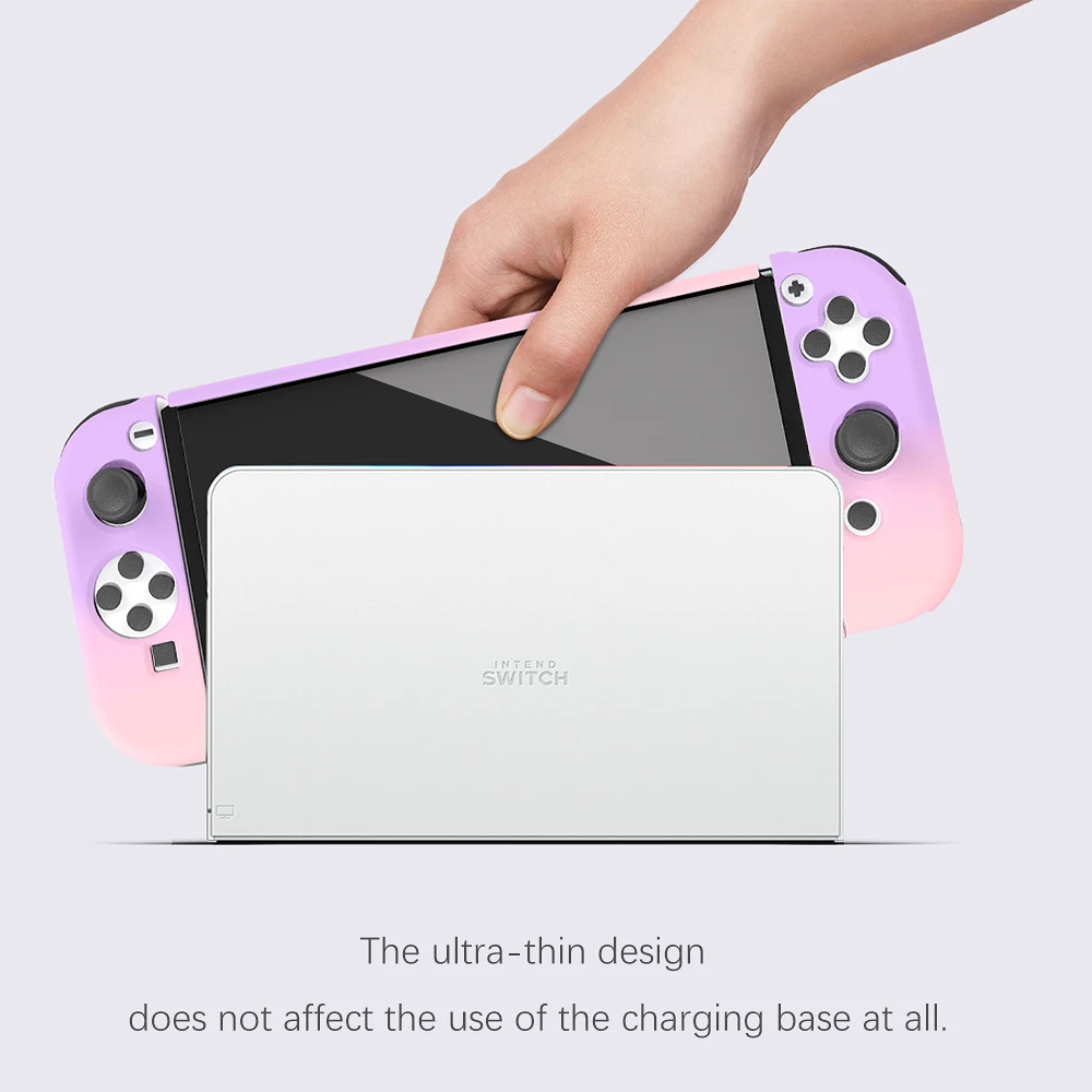 Anti-Scratch Protective Cover Dockable Case with Tempered Glass Screen Protector and Thumb Stick Caps For Nintendo Switch Oled