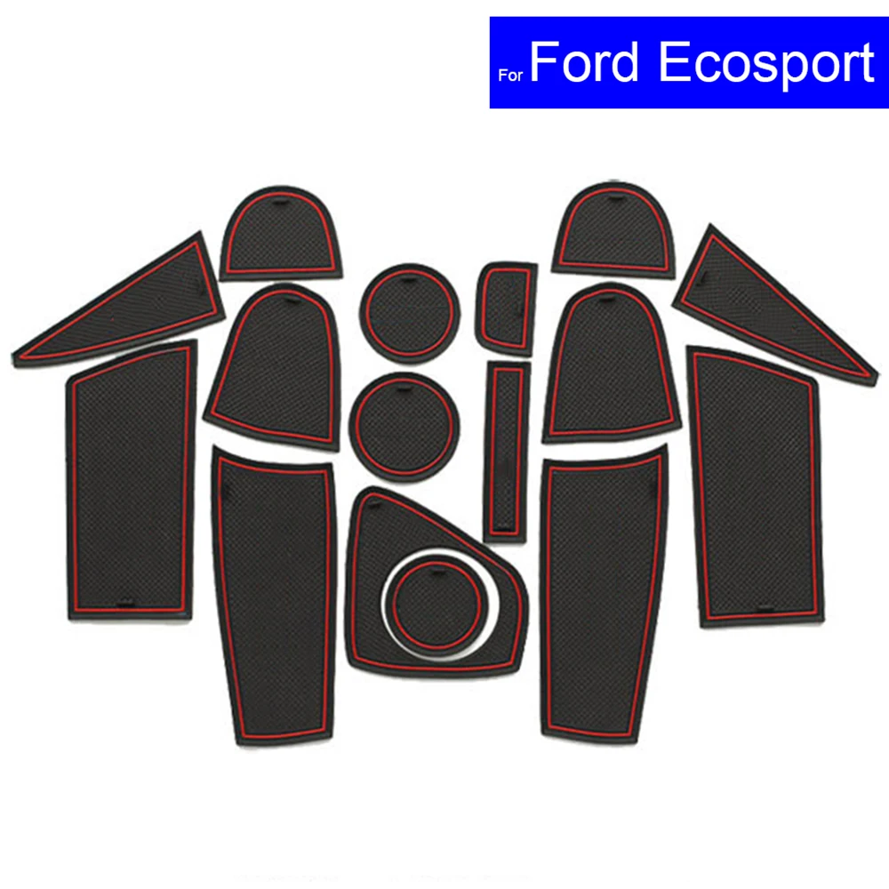 16 Pcs Car Interior Door Slot Pad Cup Cushion Rubber Non-Slip Mats for  Ford Ecosport 2013 2014 2015 2016 2017 Door Groove Mat