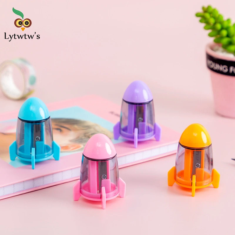 1 Piece Lytwtw's Lovely Cute Kawaii Rocket Shape Pencil Sharpeners Stationery School Office Supplies Novelty Gift Funny