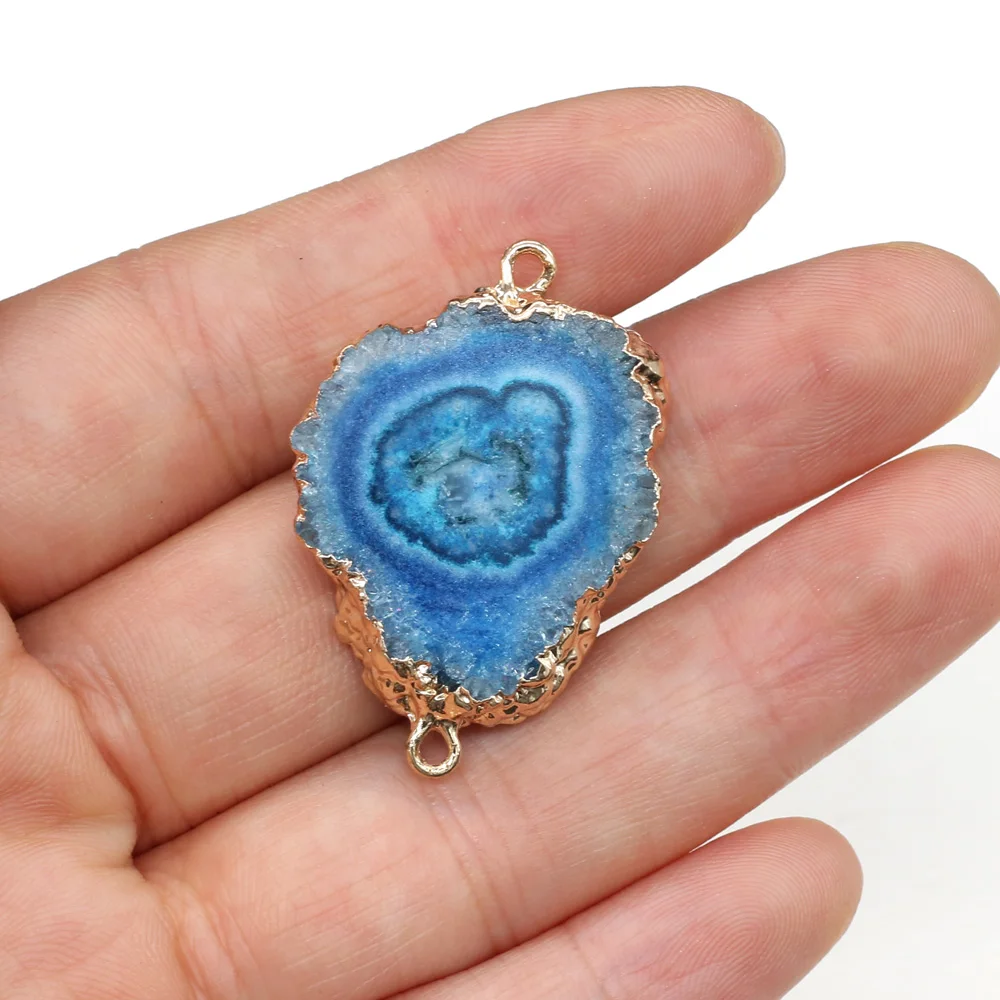 Trendy Natural Druzy Agates Stone Charms Connector Pendant Irregular Quartz Pendants for Jewelry Making DIY Necklace Bracelet
