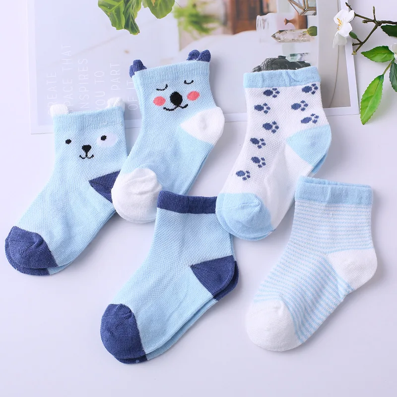 

5 Pair/Lot Summer Children Cotton Socks Boy Girl Baby Newborn Cute Cartoon Soft Mesh Short For Spring 0-6 Year Fashion Kids Sock