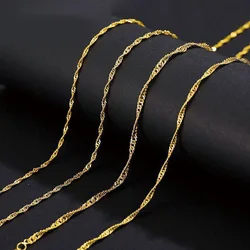 XP Jewelry --( 1-2 mm x 45 cm 60 cm ) Pure Gold Color Water Weave Chian Necklaces for Women Fashion Jewelry Nickel free