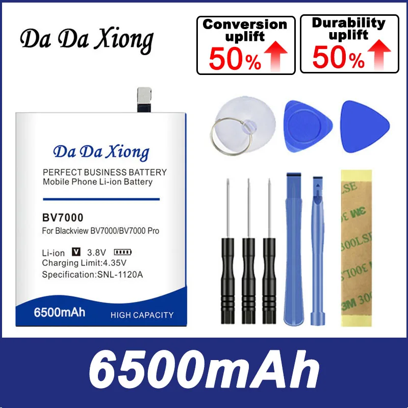 

DaDaXiong 0 Cycle 6500mAh V575868P BV7000 Battery For Blackview Pro Replacement Phone Bateria+Quick Arrive