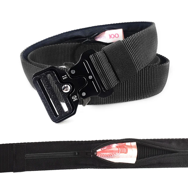 New Travel Cash Anti Theft Belt Waist Bag 130CM Tactical Men Waist Packs Women Hidden Wallet Waist Strap Nylon Zipper Purse Belt