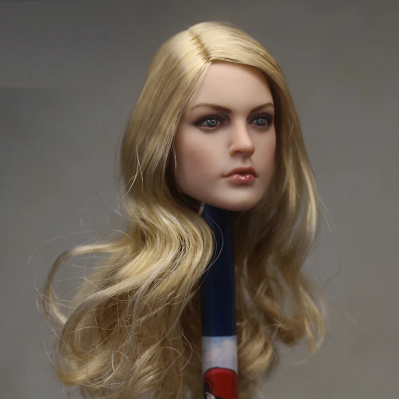 

1/6 Scale KIMI TOYS KT007 Female European American Blond Long Hair Girl Head Sculpt Fit 12'' TBLeague Phicen Body Action Figure