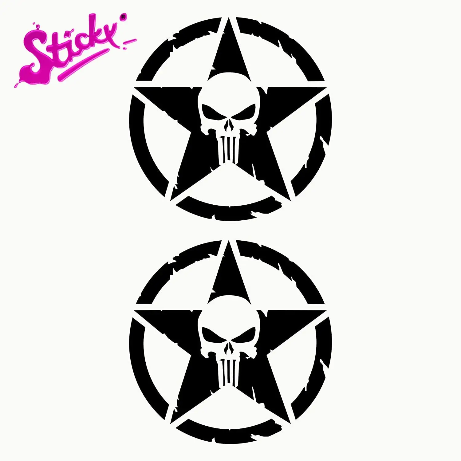 

STICKY 2pcs Star Stickers Skull Trail Off Road Off-Road 4x4 Sport Adventure Pack 2 Units for Car or Motorcycle