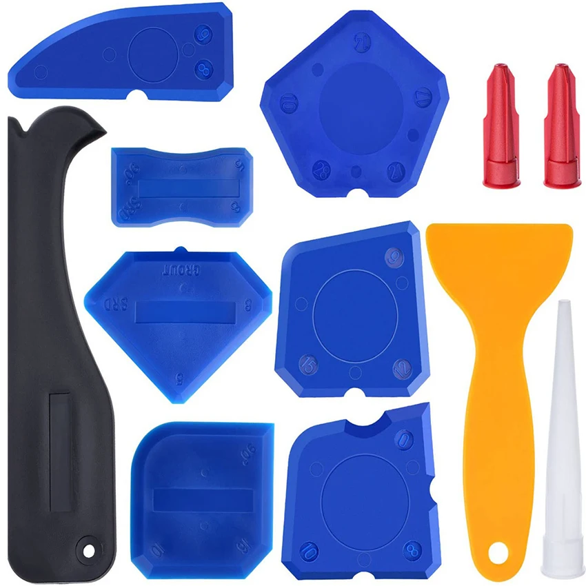 Herramienta de calafateo de silicona, Kit de Herramientas 12 en 1, removedor de calafateo y Raspador, reutilizable con 7 almohadillas de silicona, sellador para ventana de cocina