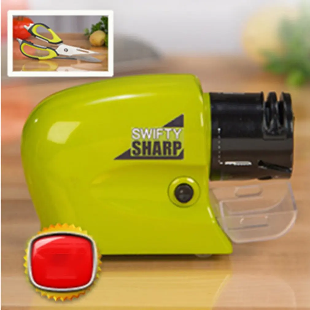 Swifty Sharp Multi-functional Electric Knife Grinder Sharp-edged Tool Grinding Stone PP Material Green