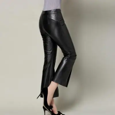 MESHARE Women New Fashion Genuine Real Sheep Leather Pants O4