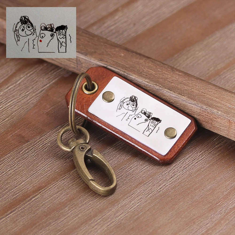 Personalisierte Handschrift keychain-Breite Länge schlüsselring-leder schlüssel kette-Geschenk für Ihn