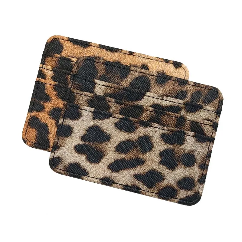 Nuovo stile Leopard Pattern Bank porta carte d'identità portafoglio piccolo Mini custodia in pelle PU per uomo donna con 6 slot