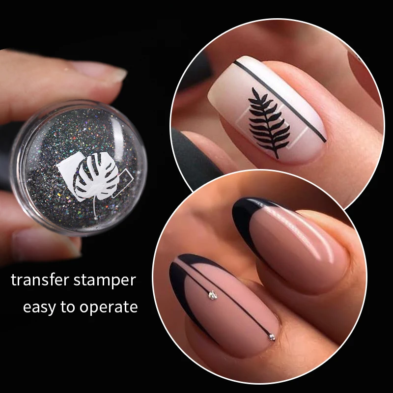 BORN PRETTY Transparent Silicone Nail Art Stamping Stamper Kit French Design For Image Plate Manicure Print Tool  DIY Cap,2.8cm