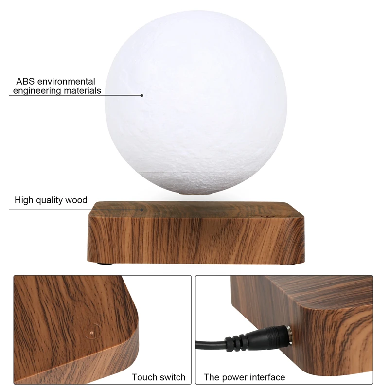 Lampe LED flottante sans fil pour chambre à coucher, veilleuse magnétique 3D, rotation, 3 couleurs, cadeaux fantaisie, Noël