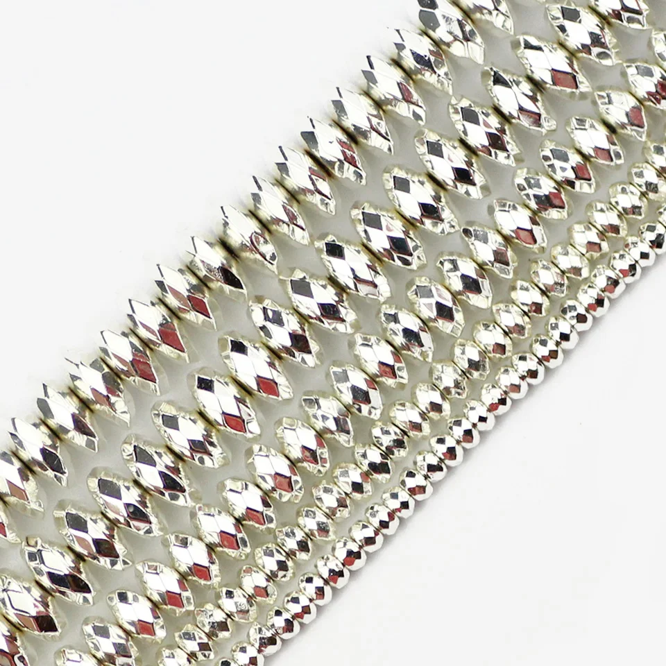Flat Faceted Round Silver Colour Hematite Spacer Beads 3~10mm Natural Stone Loose Bead For Jewelry Bracelets&Necklace Making DIY