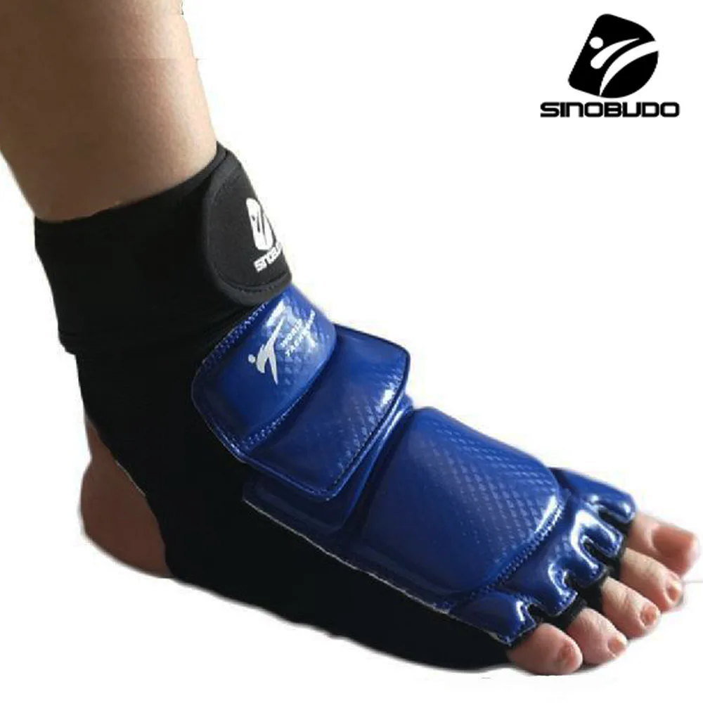 New WT Taekwondo PU Leather Foot Gloves Sparring Karate Ankle Protector Guard Gear Boxing Martial Arts Foot Guard Sock Adult Kid