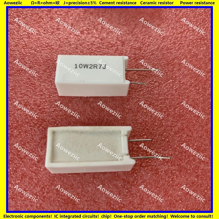 

10Pcs 10W2R7J RX27-5 Vertical Cement Resistance 10W 2.7 ohm 2.7R 2.7ohm 2.7RJ Ceramic Resistance precision 5% Power resistance