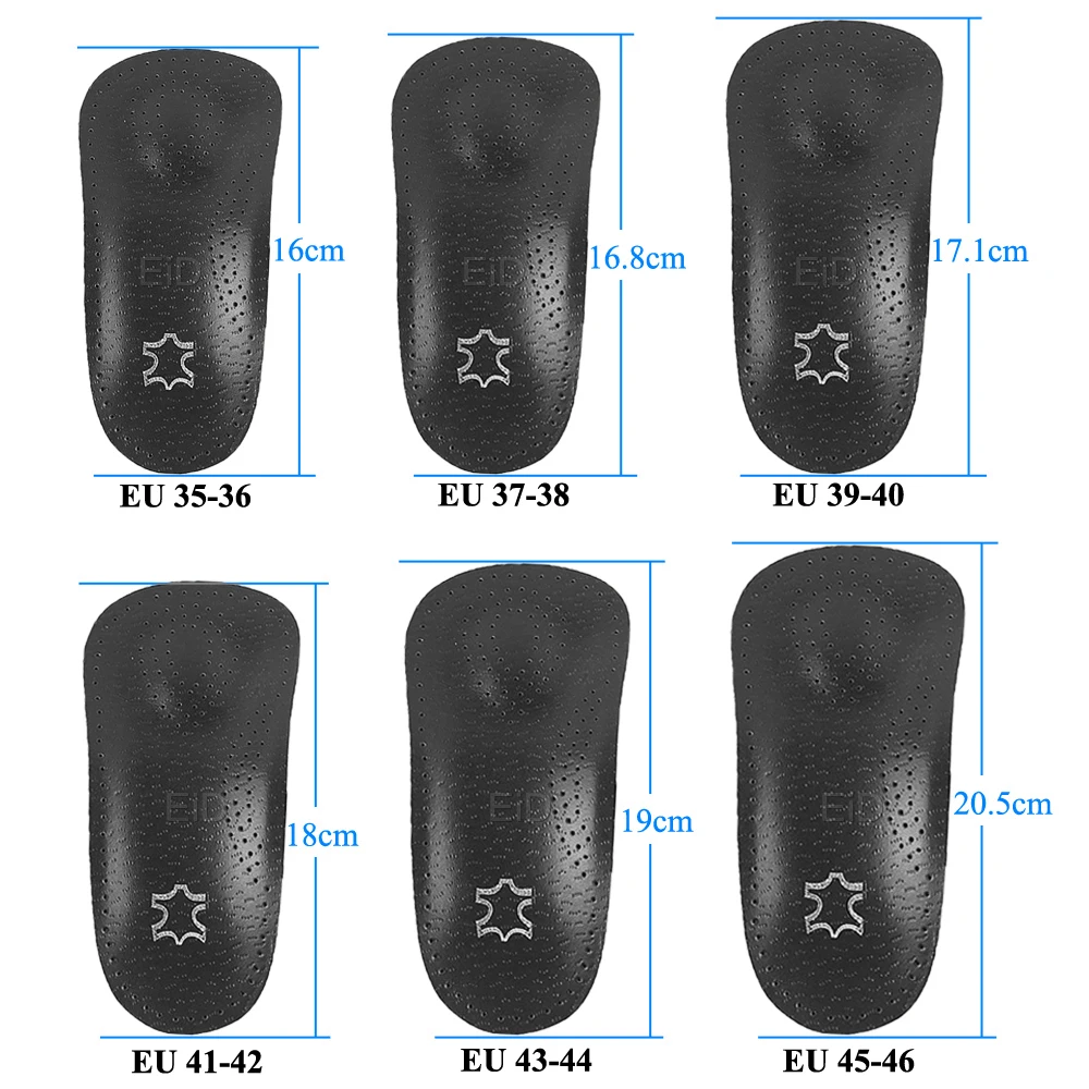 EiD Leather Orthotic Insole arch support Flatfoot Orthopedic Insoles for feet Ease Pressure Of Damping 3/4 Cushion Pads Unisex
