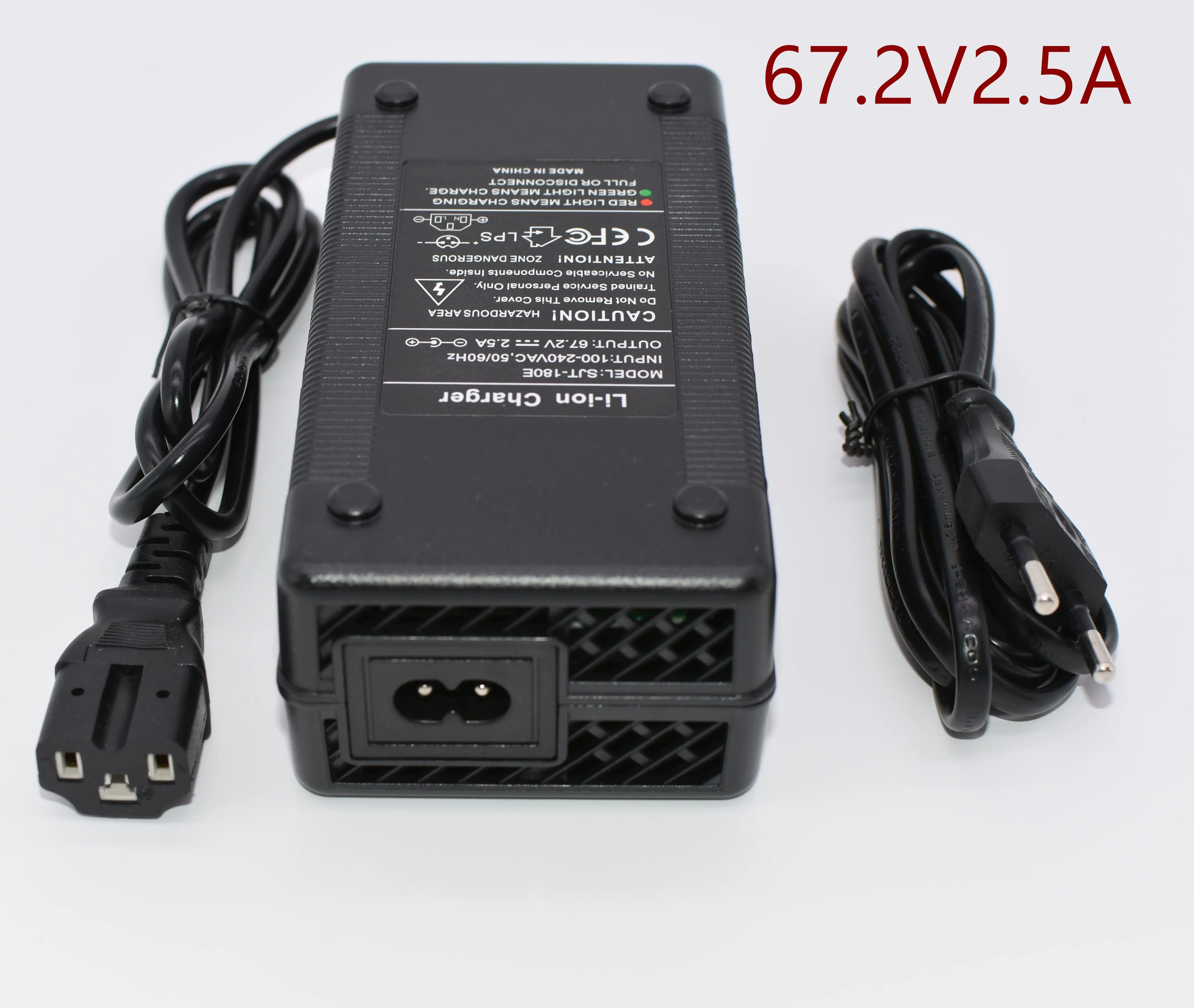 

60V 2.5A charger 67.2 Volt Lithium Li-ion charger T/PC/IEC 3PIN Plug for 60V 10AH 20AH 30A battery pack