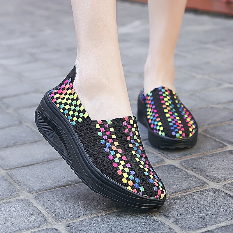 STRONGSHEN New Women Shoes Summer Casual Shoes Flats Breathe Female Shoes Walking Shoes Slip-On Lady Loafers Handmade Shoes