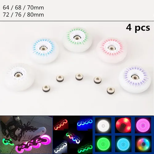 Rueda de Flash LED de brillo, 4 piezas, 80mm, 76mm, 72mm, 70mm, 68mm, 64mm para patines en línea 90A para adultos y niños, ruedas SEBA RB