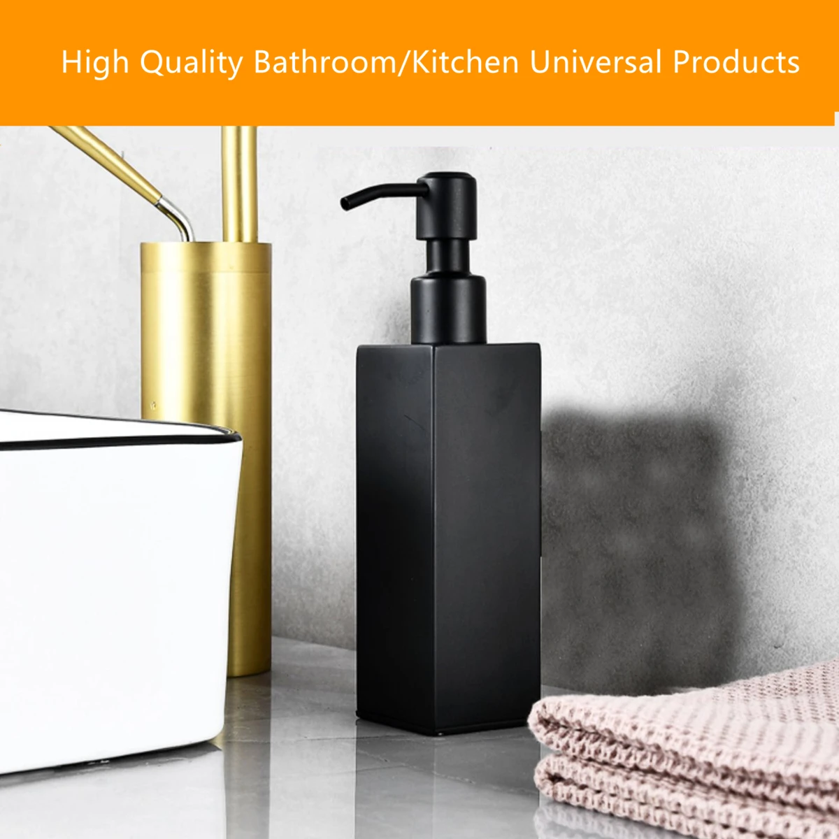 Black Liquid Soap Dispensers Hand Press Metal Pump Dispenser Wall Bathroom Accessories Kitchen Stainless Steel Lotion Bottle