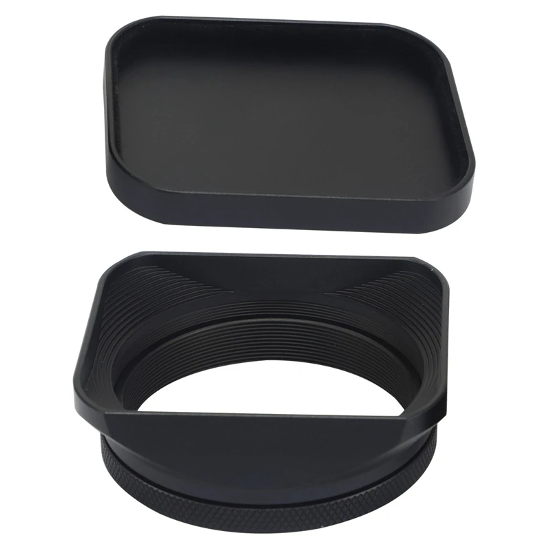 Haoge LH-X200B Square Metal Lens Hood with 49mm Adapter Ring for Fujifilm Fuji X100VI X100V X100F X100T X100S X70  Camera