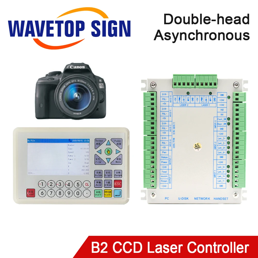 WaveTopSign WT-B2 CCD Co2 Laser Controller System for Double-head Asynchronous Laser Engraving Cutting Machine