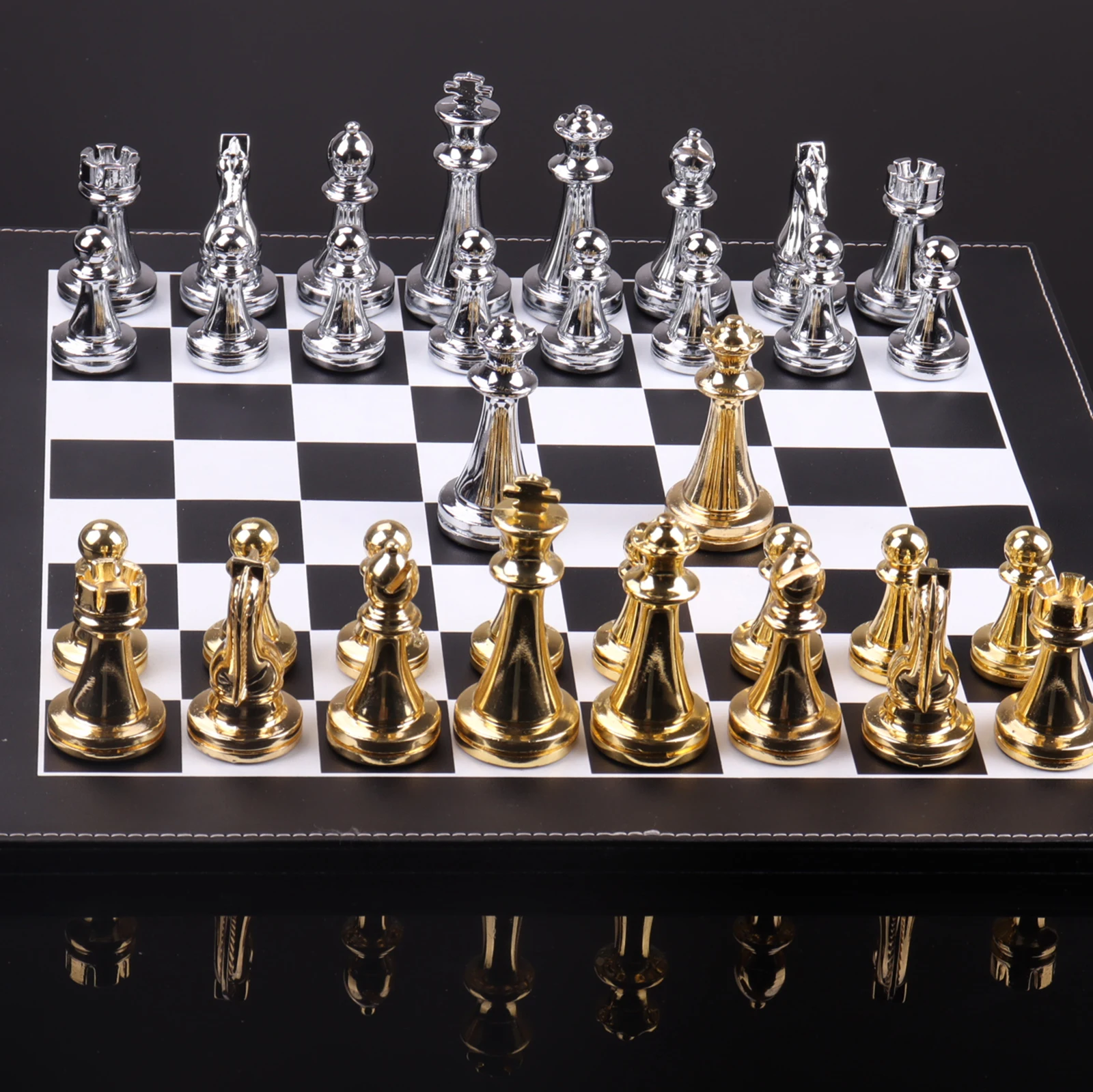 Metal Chess Set   2 Extra Queen Adults and Kids Game with Metal Pieces Game Professional Set Travel NO Board  Pieces Only