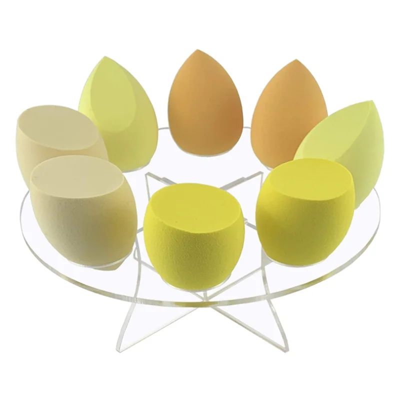 Acrylic Powder Puff Display Storage Rack Makeup Sponge Drying Tray Round Gourd Puff Air Drying Displayer 8 Holes