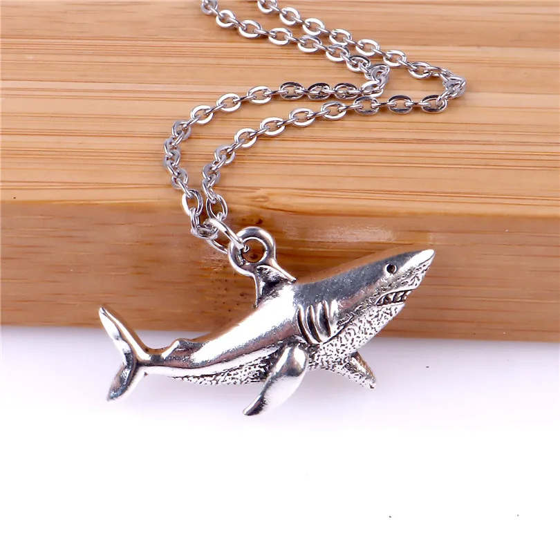 Punk Shark Charm Necklace Ocean Animal Pendants Necklaces for Women Men Best Gift Chain Neck Decotraion Choker Steampunk Jewelry