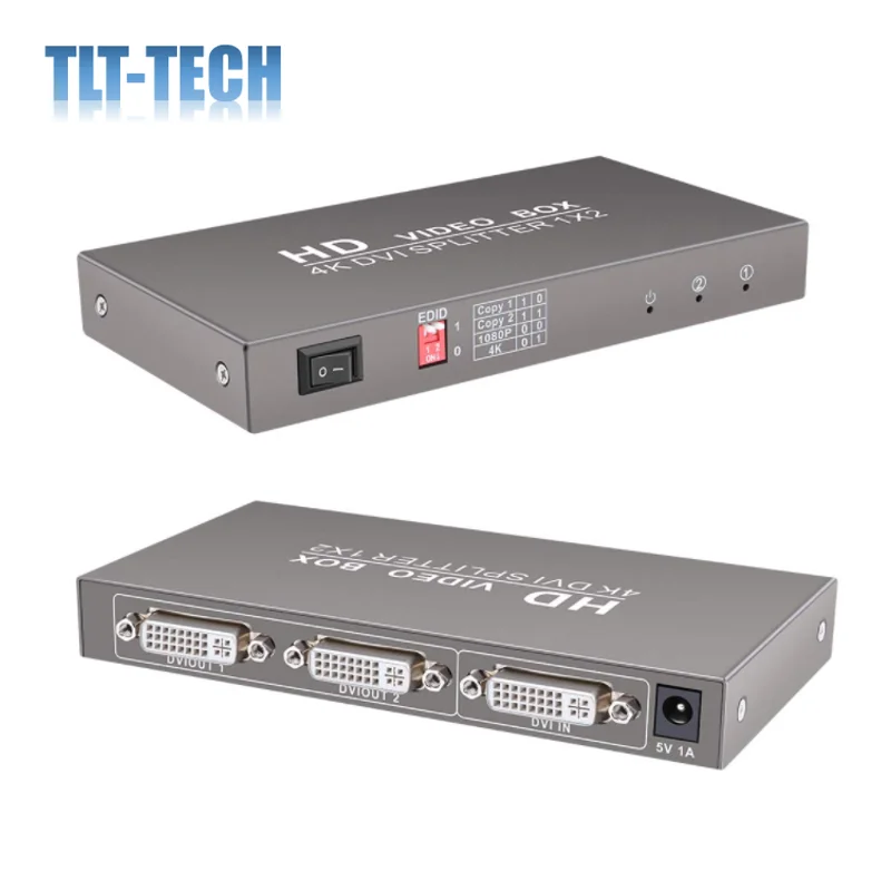 2 port DVI distributor 1X2 DVI Splitter Support 1 DVI Signal Synchronization to 2 Monitors