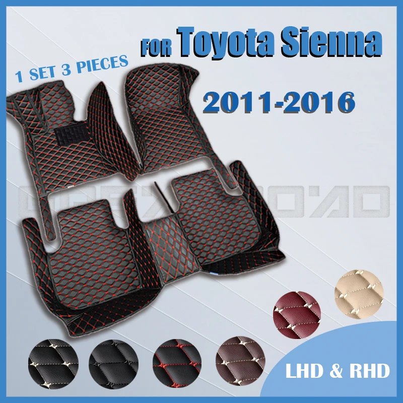 Car floor mats for Toyota Sienna（Eight Seats）2011 2012 2013 2014 2015 2016  Custom auto foot Pads automobile carpet cover