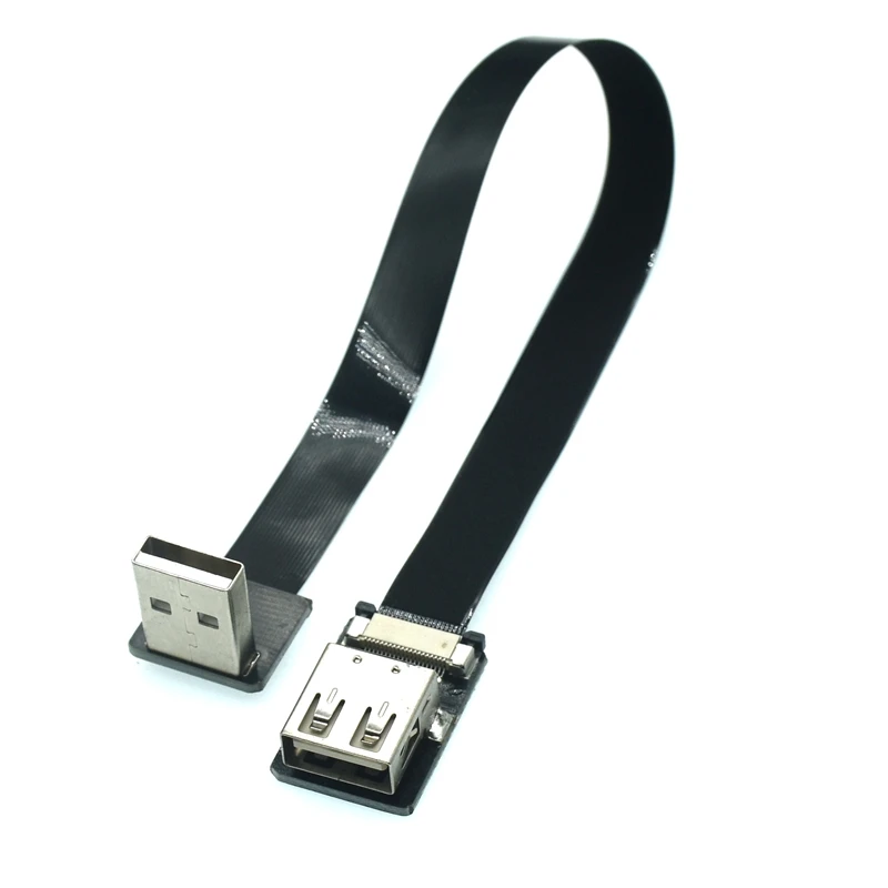 DIY Hot Sale USB 2.0 A Male To Female 90 Degree Angled Usb Extension Cord Flat Wire Charging Data FPV Cable 5cm 10cm 0.5m 1m