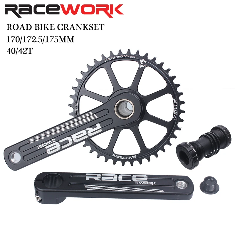 RACEWORK Road Bike Crankset 10/11/12 Speed 170/172.5/175mm Single Chainring 40/42/44T Wide And Narrow Sprocket CrankSet For GXP