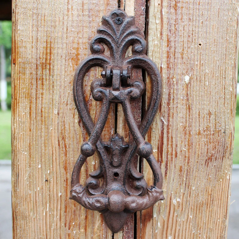 Rustic Fleur De Lis Cast Iron Door Handle European Home Garden Decor Heavy Metal Door Knocking Handle Handmade Retro Door Handle