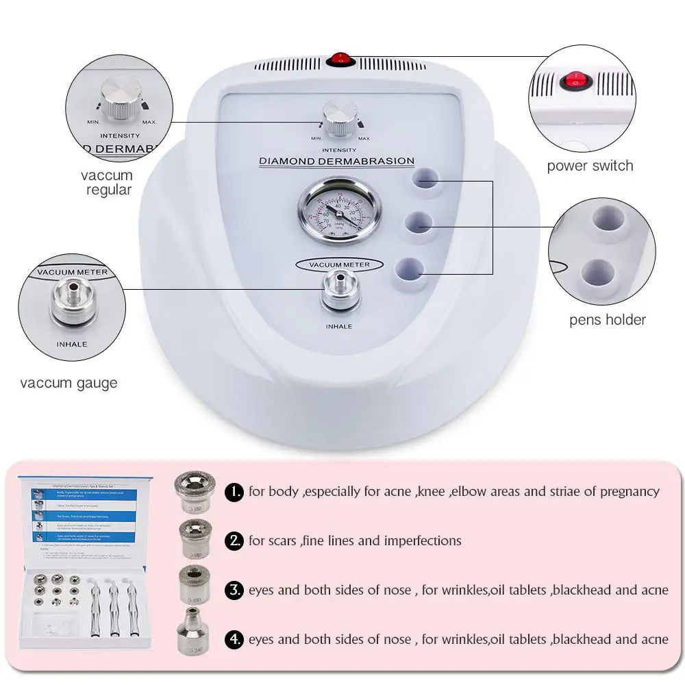 Professional Diamond Microdermabrasion Dermabrasion Machine Vacuum Spray Skin Exfoliation Removal Wrinkle Facial Peeling Device