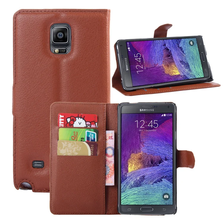 Funda de cuero con tapa para Samsung Galaxy Note 4 NOTE4 Duos N9100 N910 N910F, funda trasera de cuero con soporte