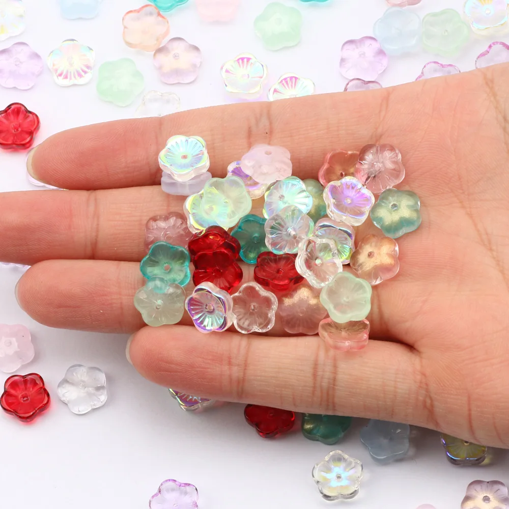 10mm Transparent Light Pink Flower Czech Crystal Beads Spacer Glass Beads For Jewelry Making Necklace Bracelet DIY Accessories