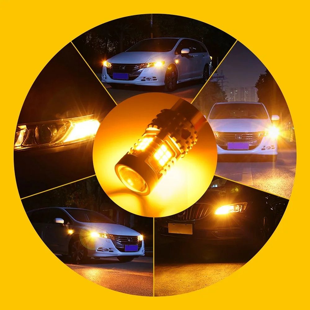 AUXITO 2Pcs 1156 BA15S BAU15S LED Bulb Canbus No Hyper Flash Amber P21W PY21W T20 LED W21W WY21W S25 LED Turn Signal Light Bulbs