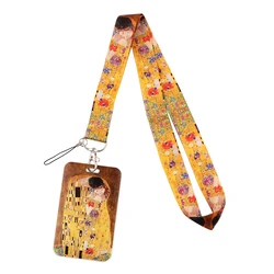 LX672 Klimt Kiss Oil Painting Lanyard For Keys Mobile Phone Hang Rope Keycord USB ID Card Badge Holder Keychain DIY Lanyards